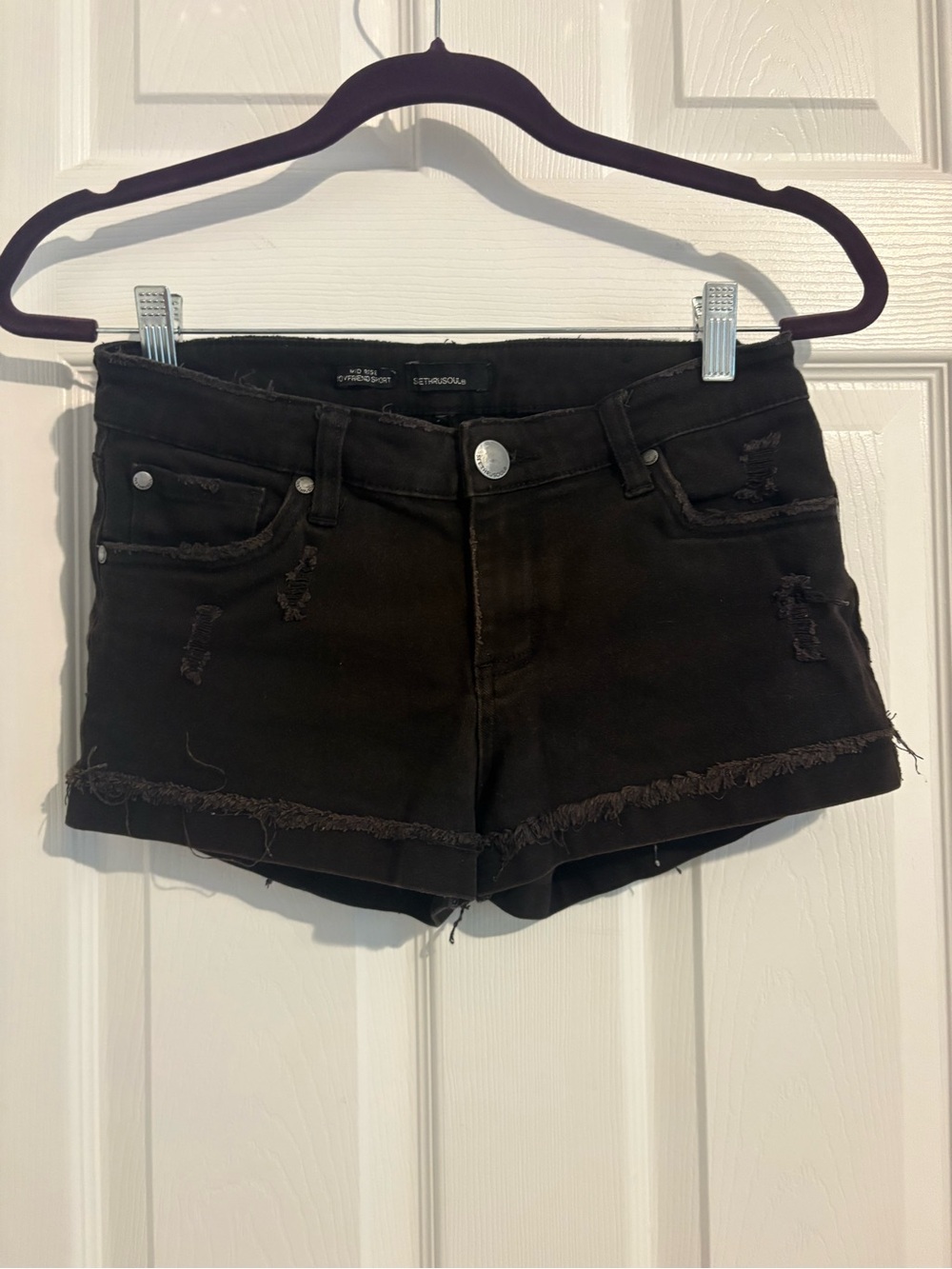 Black Distressed Women's Denim Shorts